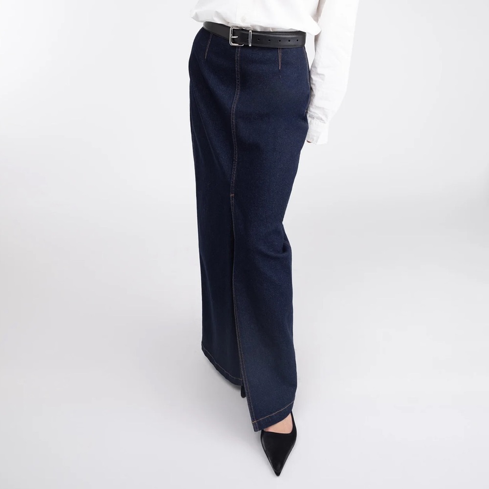 Oak + Fort DENIM COLUMN MAXI SKIRT